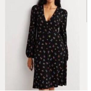 Boden | NWT Black Sweetheart Easy Fixed Wrap Jersey Dainty Floral Dress
